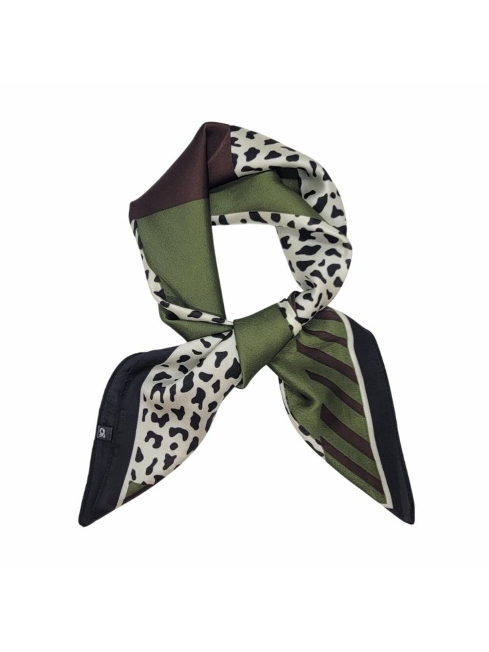 ✨Elegant Bandana Square Silky Scarf BLACK Green Animal Print Versatile Shawl New - Picture 3 of 7